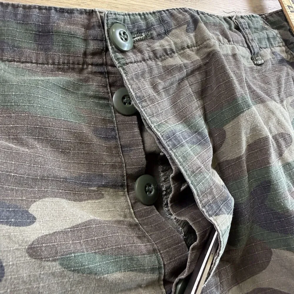 Brandit Shorts Men 4XL Woodland Camo Rip Stop Cargo Adjustable Waist Military